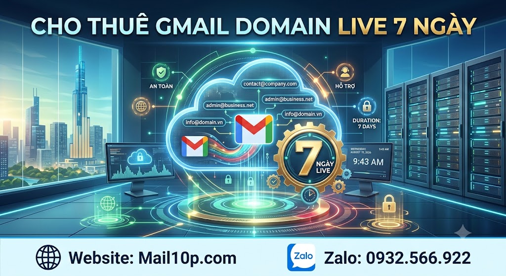 Cho Thuê Gmail Domain Live 7 Ngày