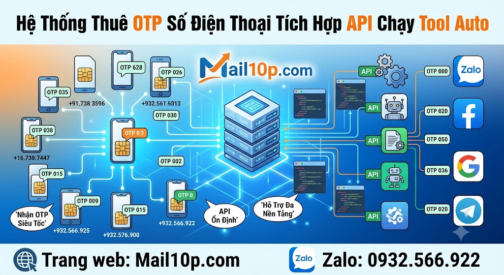 Hệ Thống Thuê OTP Số Điện Thoại Tích Hợp API Chạy Tool Auto