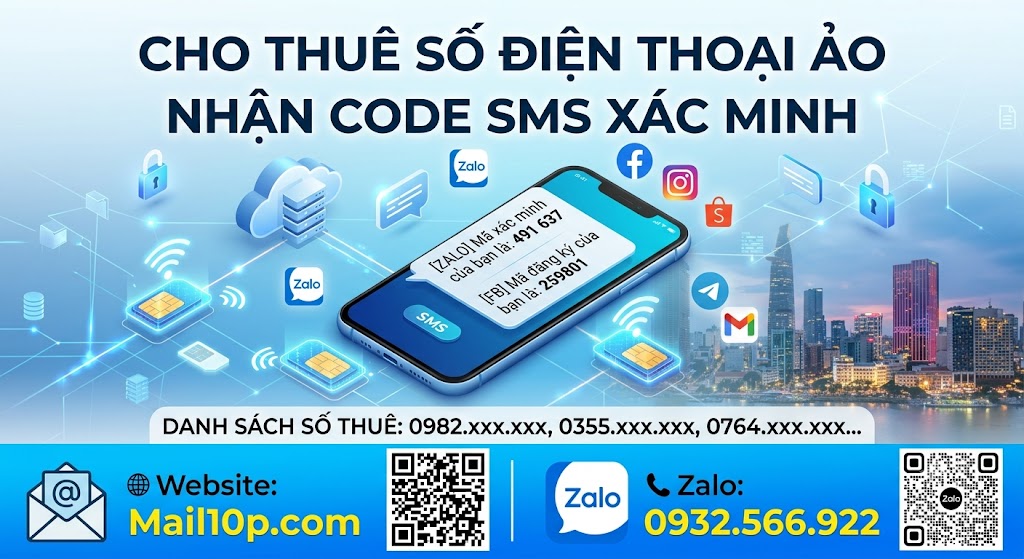Cho Thuê Số Điện Thoại Ảo Nhận Code SMS Xác Minh