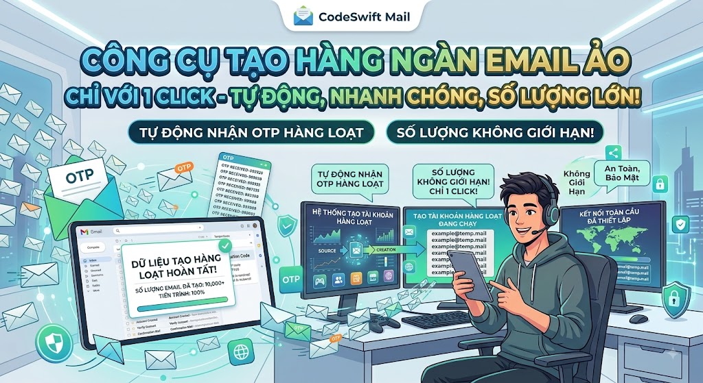 Công Cụ Tạo Hàng Ngàn Email Ảo (Fake Email) 1 Click