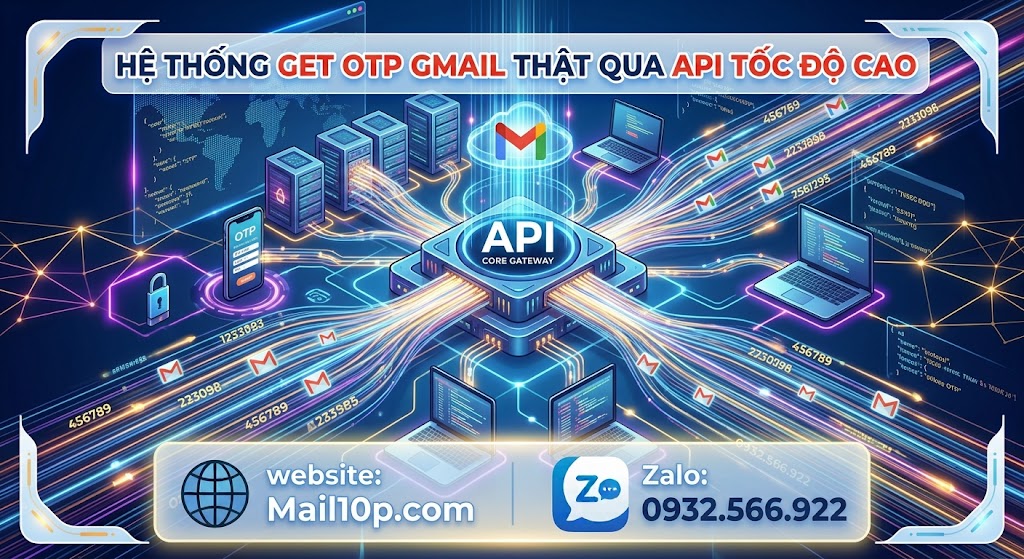 Hệ Thống Get OTP Gmail Thật Qua API Tốc Độ Cao
